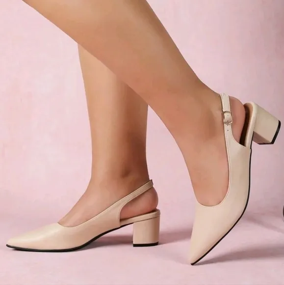 Women's Simple Style Pointed Toe Chunky Heel Slingback
