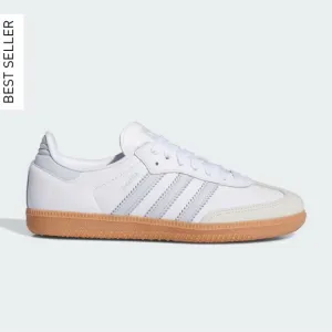 Women’s Size 6 Adidas Samba OG White &amp; Blue Sneakers