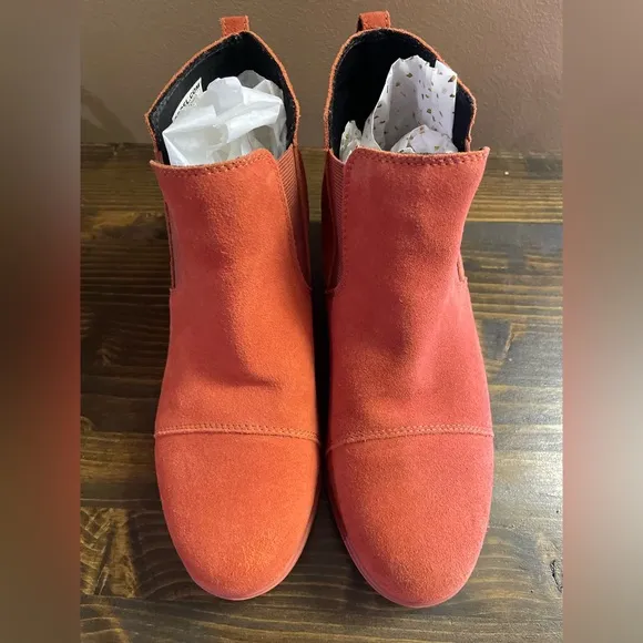 Women's Sorel Evie Pull on Booties Warp-red Suede Ankle Boots Size 10.5