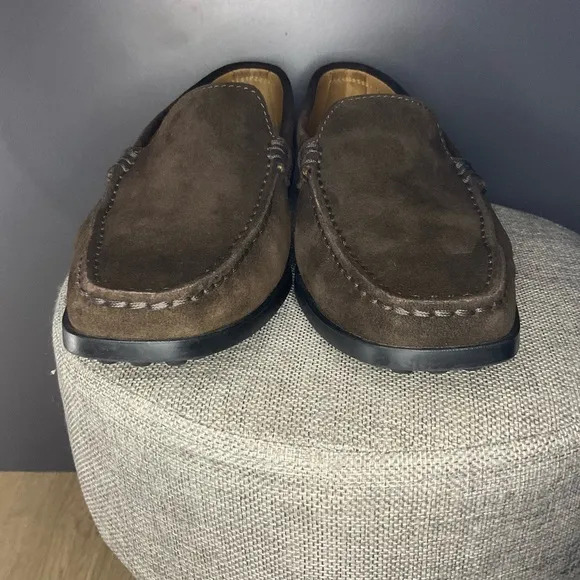 Women’s Tod’s Moc Square Toe Brown Suede Slip-On Loafers with Moccasin Design 38