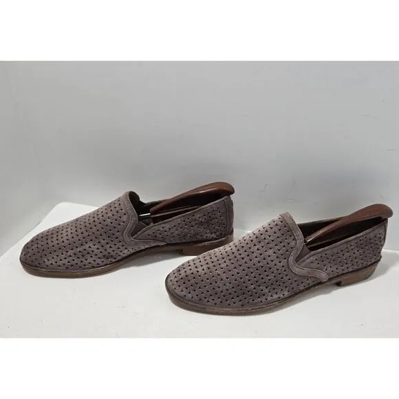 Women's Trask Ali Perforated TAUPE Suede Loafers Size 8.5 36-1554 NWOB