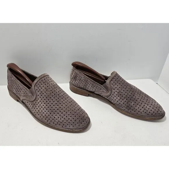 Women's Trask Ali Perforated TAUPE Suede Loafers Size 8.5 36-1554 NWOB
