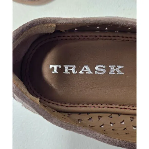 Women's Trask Ali Perforated TAUPE Suede Loafers Size 8.5 36-1554 NWOB