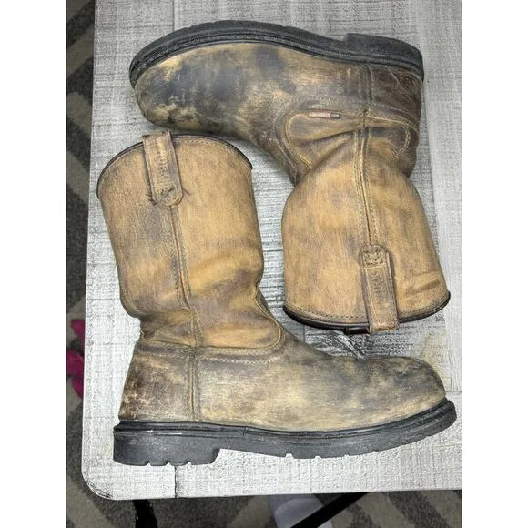 Worx By Red Wing Men’s Size 8M Work Boots Steel Toe Pull On Brown leather 5700