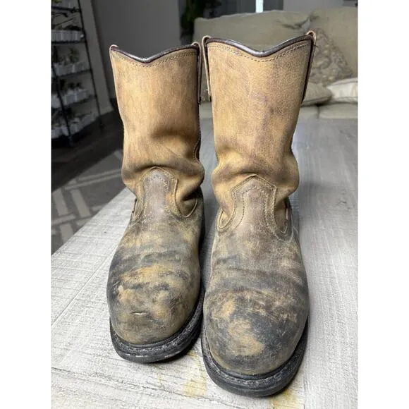 Worx By Red Wing Men’s Size 8M Work Boots Steel Toe Pull On Brown leather 5700