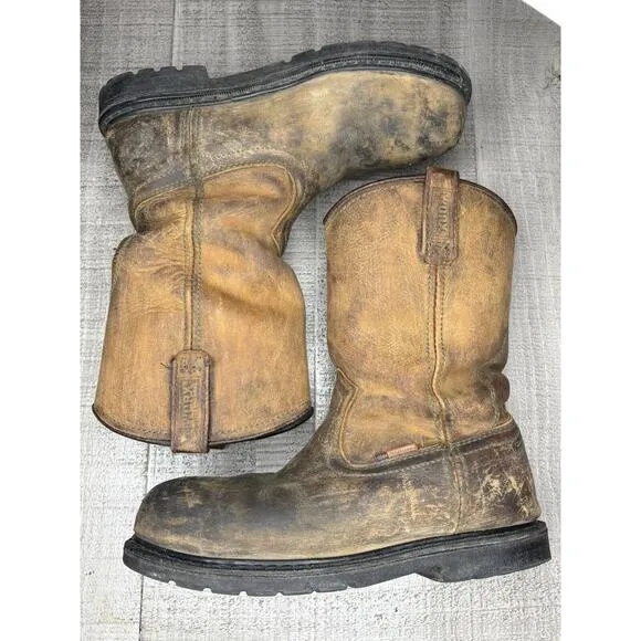 Worx By Red Wing Men’s Size 8M Work Boots Steel Toe Pull On Brown leather 5700