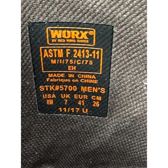 Worx By Red Wing Men’s Size 8M Work Boots Steel Toe Pull On Brown leather 5700