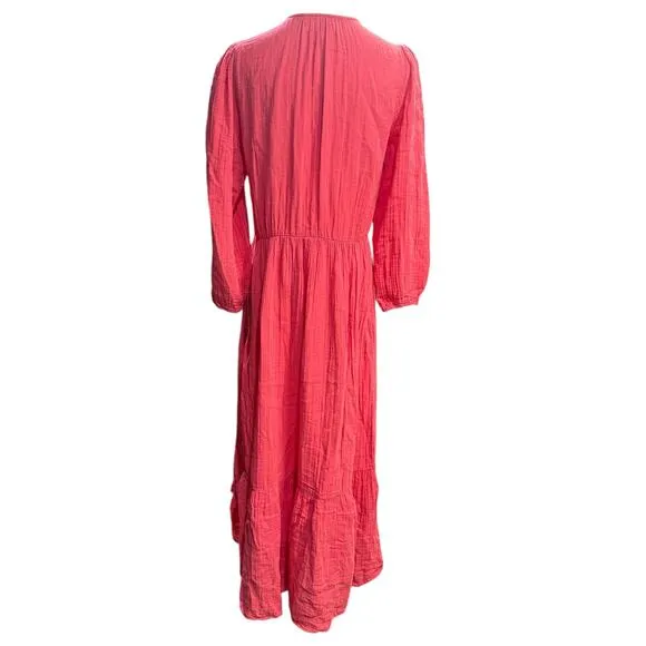 XIRENA Ella Cotton Midi Dress Rose Coral