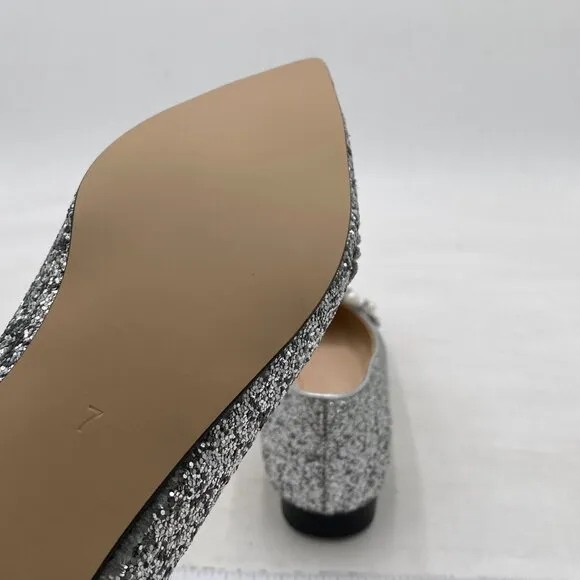 XYD Exquisite Pearl Rhinestone Flats Ballet Bling Slip on Wedding Party Shoe