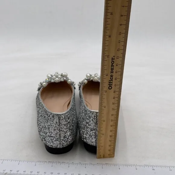 XYD Exquisite Pearl Rhinestone Flats Ballet Bling Slip on Wedding Party Shoe