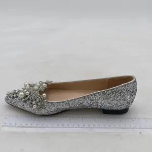 XYD Exquisite Pearl Rhinestone Flats Ballet Bling Slip on Wedding Party Shoe