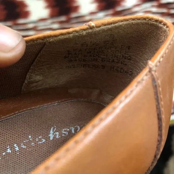 Y2K brown genuine real leather loafers pumps kitten heels square toe corporate