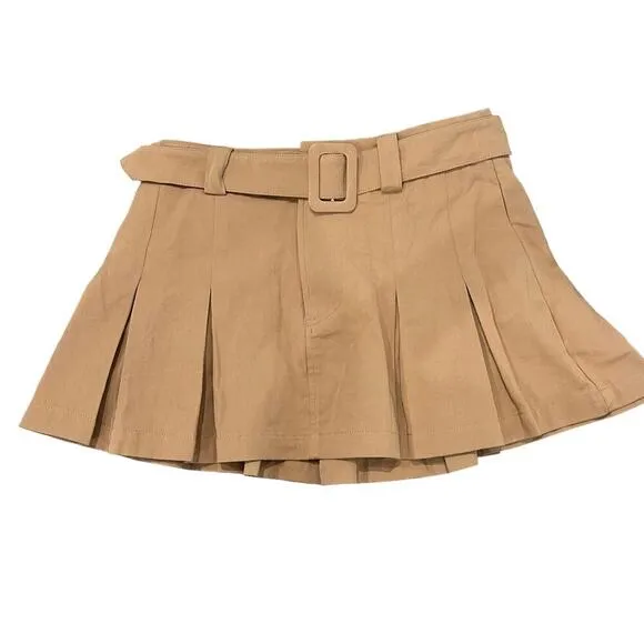 Y2K Fall Style Trendy Brown Pleated Mini Skirt by All in Favor Size S