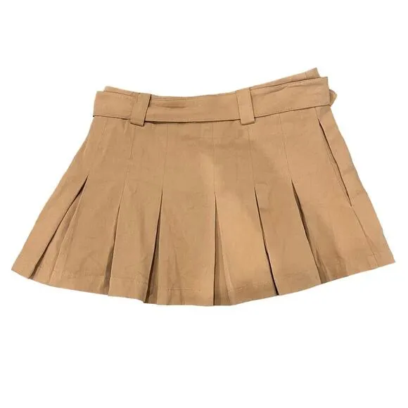 Y2K Fall Style Trendy Brown Pleated Mini Skirt by All in Favor Size S