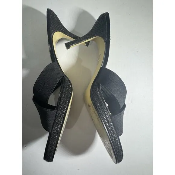 Y2K VTG Heel Sandals Women Mule Shoe Unlisted 11 Slide Black Kitten Hee 1/2 in