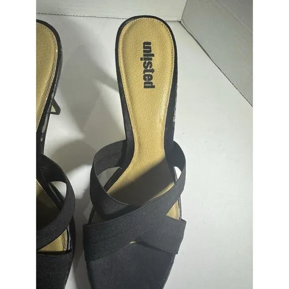 Y2K VTG Heel Sandals Women Mule Shoe Unlisted 11 Slide Black Kitten Hee 1/2 in