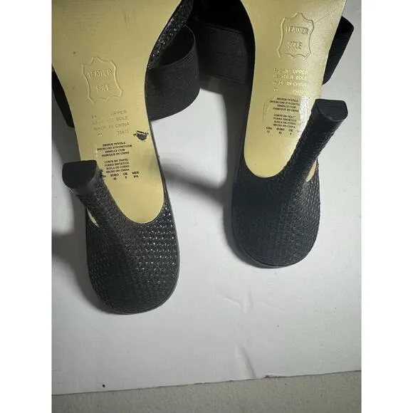 Y2K VTG Heel Sandals Women Mule Shoe Unlisted 11 Slide Black Kitten Hee 1/2 in