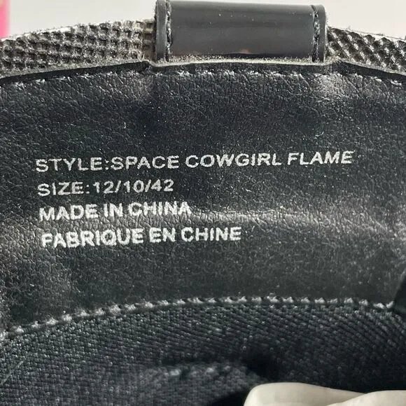 YRU Flame Space Cowgirl Boots Size 12 Orange Flame