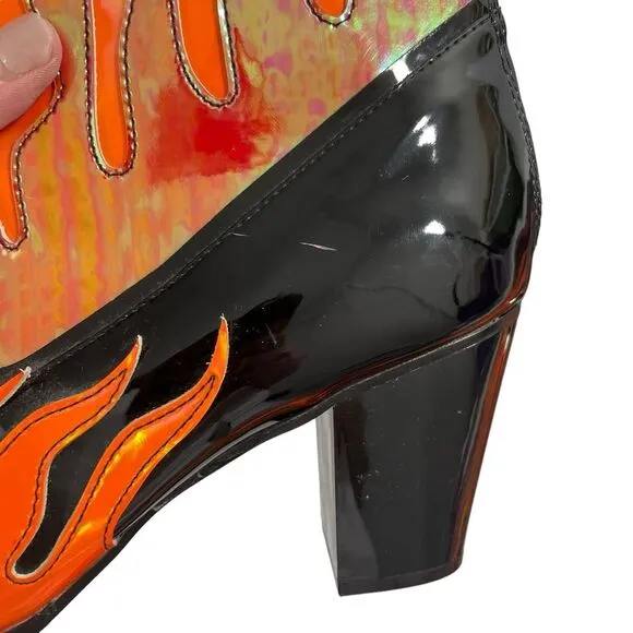 YRU Flame Space Cowgirl Boots Size 12 Orange Flame