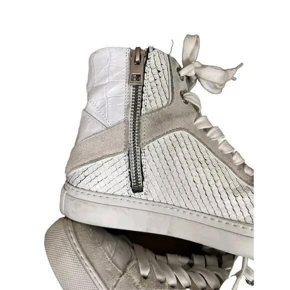 Zadig &amp; Voltaire Women's High Flash Keith Lace Up Sneakers White Size 36