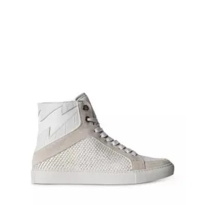 Zadig &amp; Voltaire Women's High Flash Keith Lace Up Sneakers White Size 36