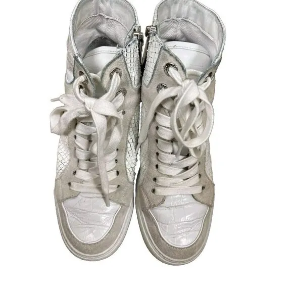 Zadig &amp; Voltaire Women's High Flash Keith Lace Up Sneakers White Size 36