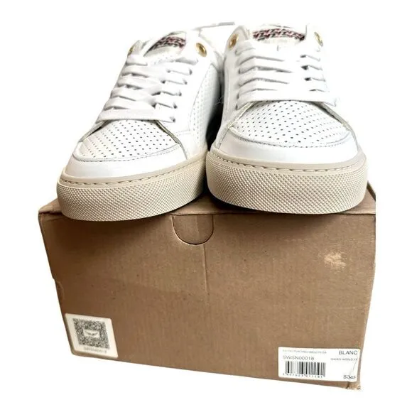 Zadig &amp; Voltaire low-top trainers in white perforated leather. Size 7 NWT.
