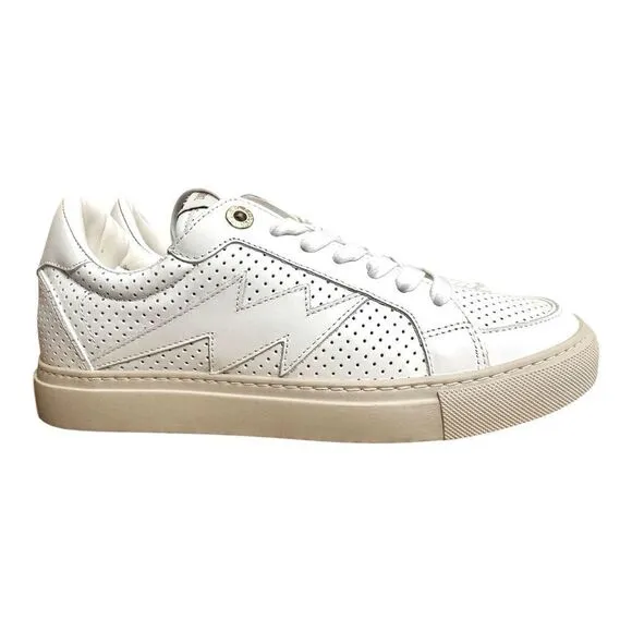 Zadig &amp; Voltaire low-top trainers in white perforated leather. Size 7 NWT.