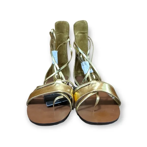 ZARA Basic Collection Gold Gladiator Sandals, 6.5