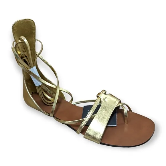 ZARA Basic Collection Gold Gladiator Sandals, 6.5