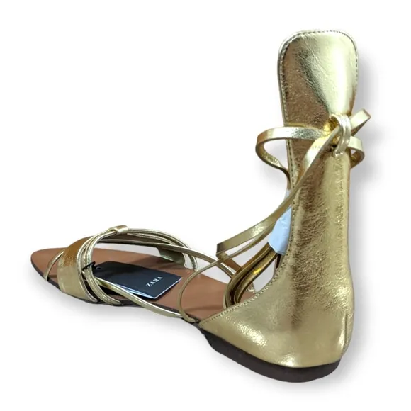 ZARA Basic Collection Gold Gladiator Sandals, 6.5