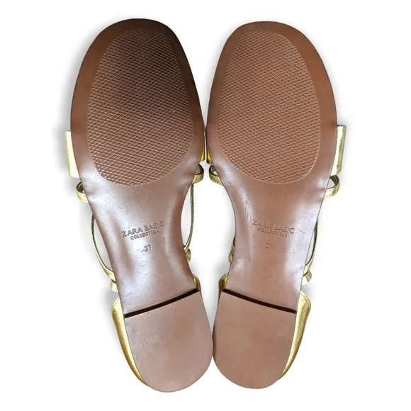 ZARA Basic Collection Gold Gladiator Sandals, 6.5