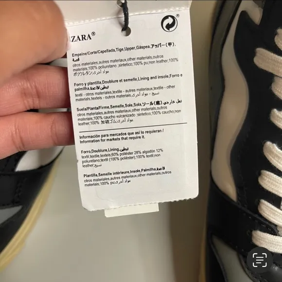 Zara Black Gray &amp; White Hi-Top Taupe Sole Sneakers