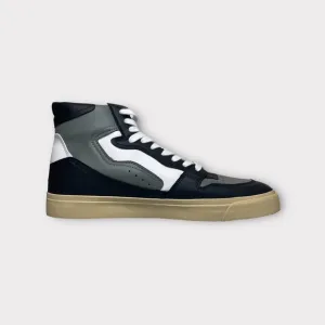 Zara Black Gray &amp; White Hi-Top Taupe Sole Sneakers