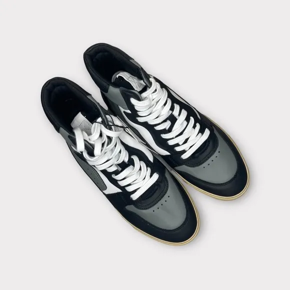 Zara Black Gray &amp; White Hi-Top Taupe Sole Sneakers