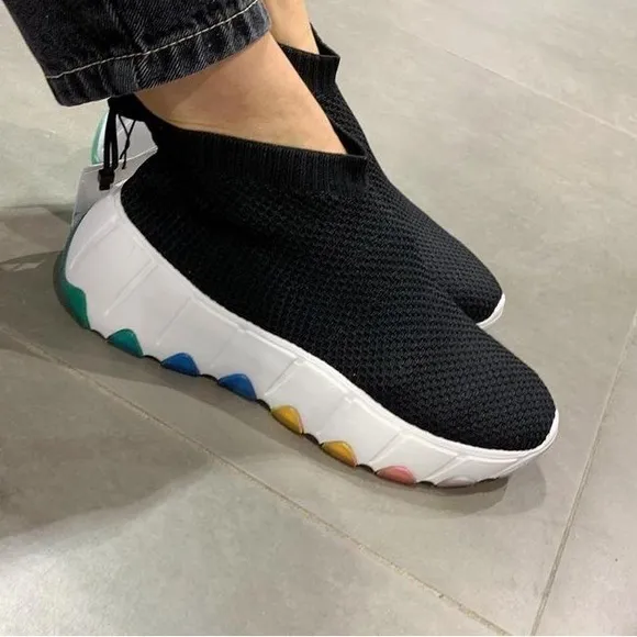 Zara -💚💙💛❤️HIGH-TOP SNEAKERS WITH MULTICOLOURED SOLE - SIZE 37 -NWT