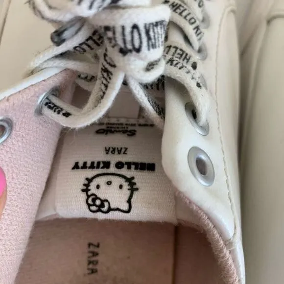 Zara Kids White Hello Kitty Sneakers w/Kitty Laces Kids 2.5