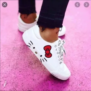 Zara Kids White Hello Kitty Sneakers w/Kitty Laces Kids 2.5