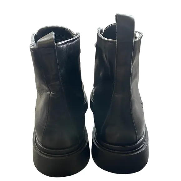 Zara Mens Thick Soled Laceup Leather Black Boots