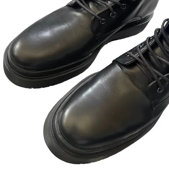 Zara Mens Thick Soled Laceup Leather Black Boots