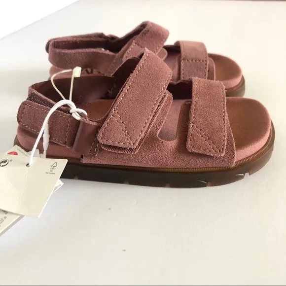 Zara Pink Leather Strap Girls Sandals Size 8 / 24 NWT
