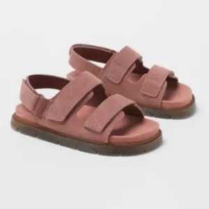 Zara Pink Leather Strap Girls Sandals Size 8 / 24 NWT