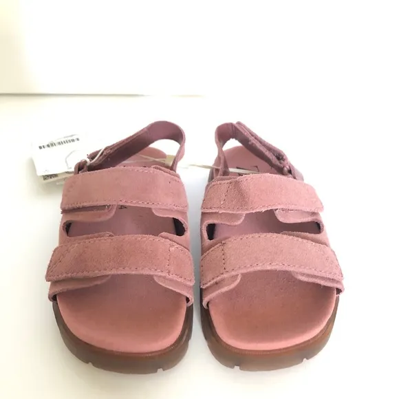 Zara Pink Leather Strap Girls Sandals Size 8 / 24 NWT