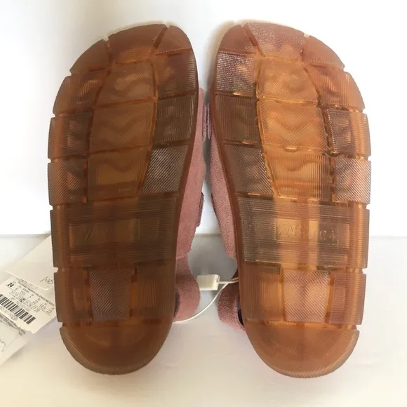 Zara Pink Leather Strap Girls Sandals Size 8 / 24 NWT