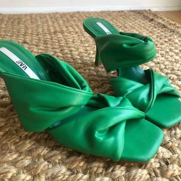 Zara Ruched Strap Heeled Sandals. Size 39