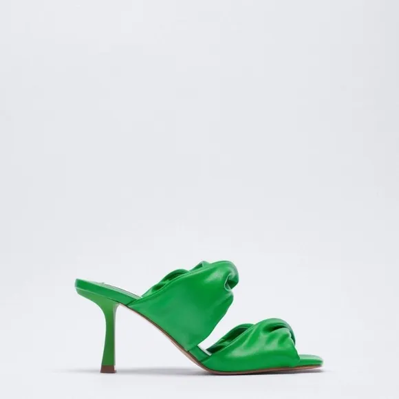 Zara Ruched Strap Heeled Sandals. Size 39