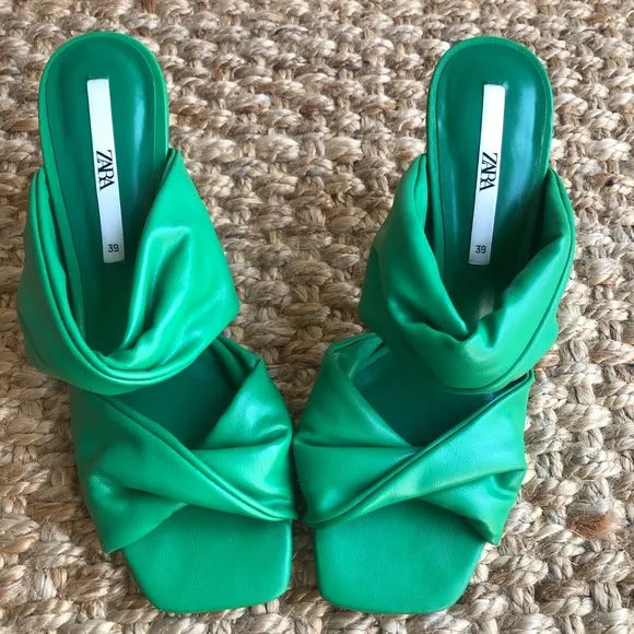 Zara Ruched Strap Heeled Sandals. Size 39