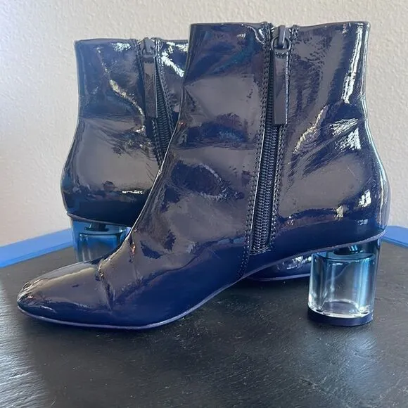 Zara Crystal In Faux Patent Leather Boots/Booties