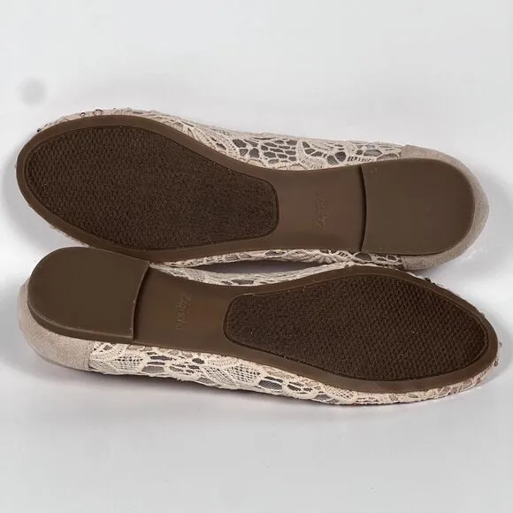 Zigi Soho Sz 6 Embellished Lace Ballet Flats Hypnotize Cream