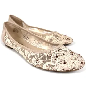 Zigi Soho Sz 6 Embellished Lace Ballet Flats Hypnotize Cream